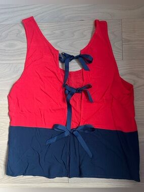 Cooperative Red and Navy Tie-Back Colorblock Tank